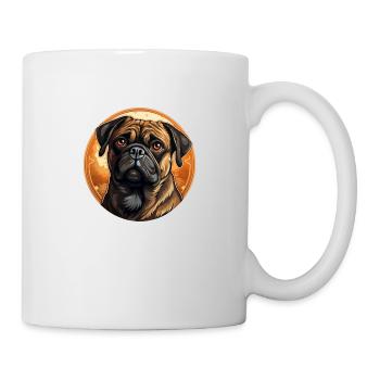 Treu blickender Mops Kopf - Tasse - Weiß - Rechts