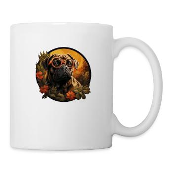 Mops Hawaii Vintage - Tasse - Weiß - Rechts