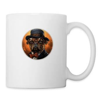 Mops Vintage Farben und Smoking - Tasse - Weiß - Rechts