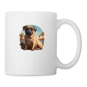 Mops Hawaii Vintage - Tasse - Weiß - Rechts
