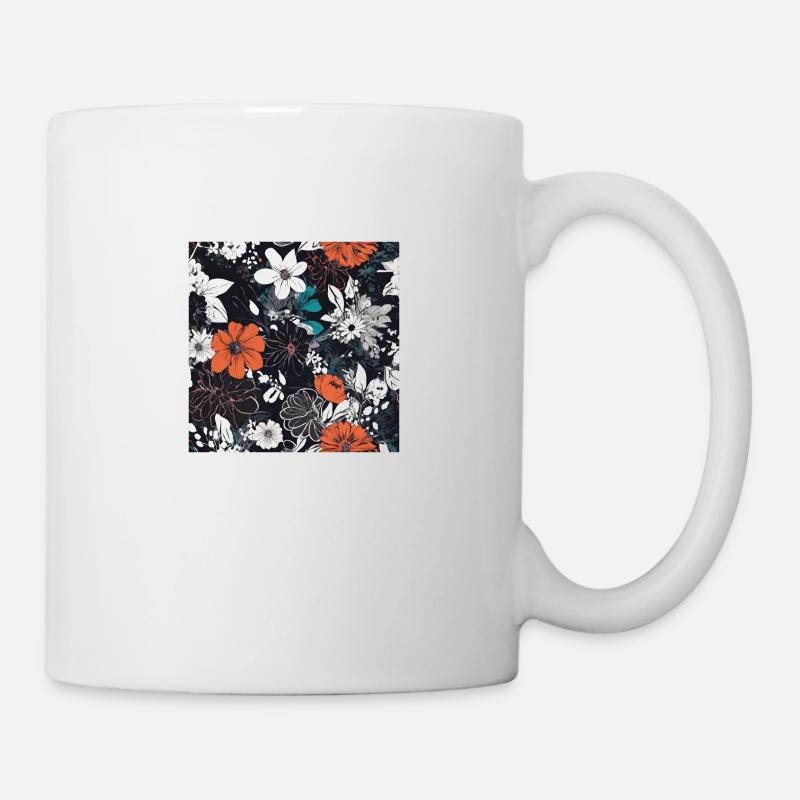 Dunkle Blüten - Tasse - Weiß
