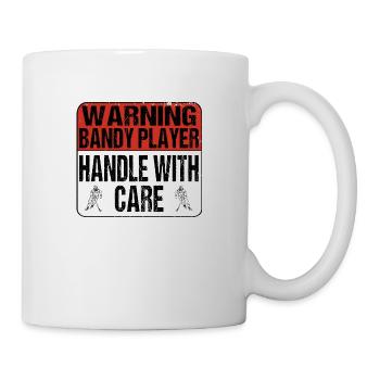 Warning Bandy Player Handle with care Sign - Mug - white - Right