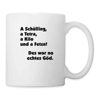 Schülling Tetra Kilo Fetzn - echtes Geld Schilling - Tasse - Weiß - Rechts