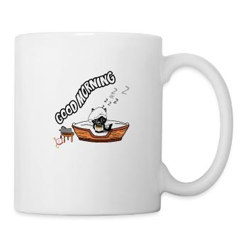 Chat endormi Good Morning, réveil café - Mug blanc - blanc - Droite