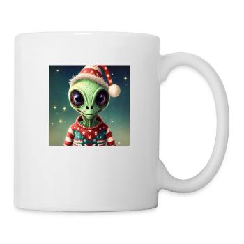 extraterrestre portant un pull de Noël moche - Mug blanc - blanc - Droite