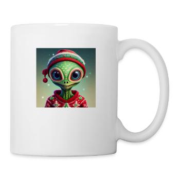 mignon petit vert rétro vintage alien tous les jours - Mug blanc - blanc - Droite