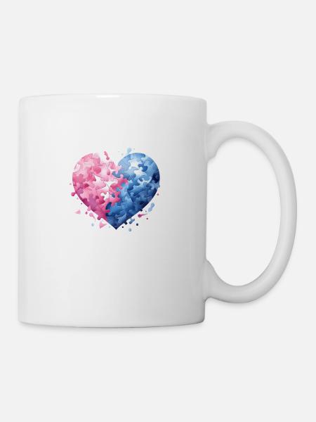 Harmonie-Herz Puzzle - Tasse - Weiß
