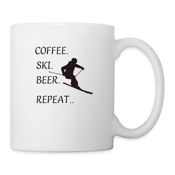 COFFEE SKI BEER REPEAT, Ski fahren - Tasse - Weiß - Rechts
