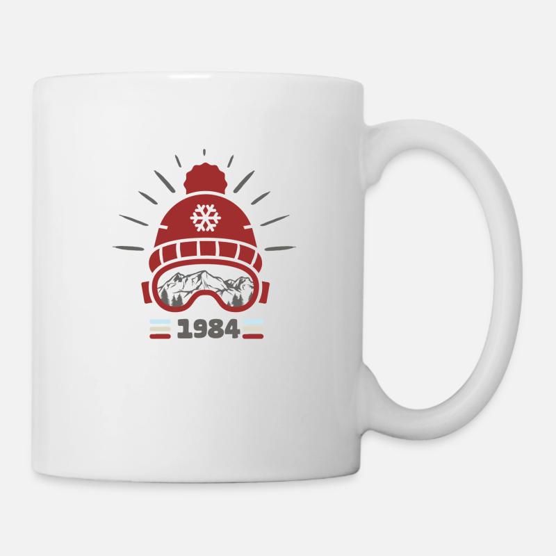 1984 anniversaire nés en 1984 ski - Mug blanc - blanc