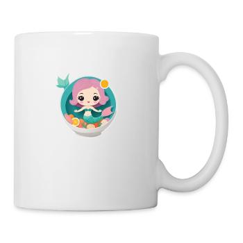 Cute mermaid in a food bowl - Mug - white - Right