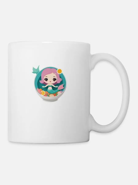 Cute mermaid in a food bowl - Mug - white