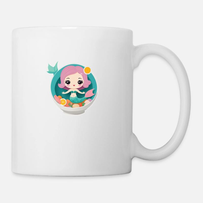 Sirène mignonne dans un bol de nourriture - Mug blanc - blanc