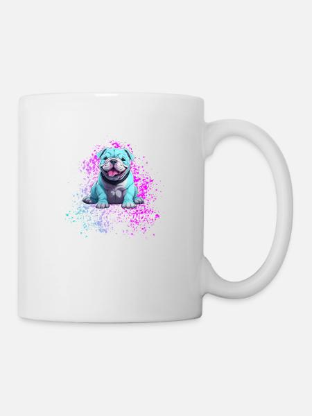 Caution Dog Cute Blue Dog Is Cheerful - Mug - white