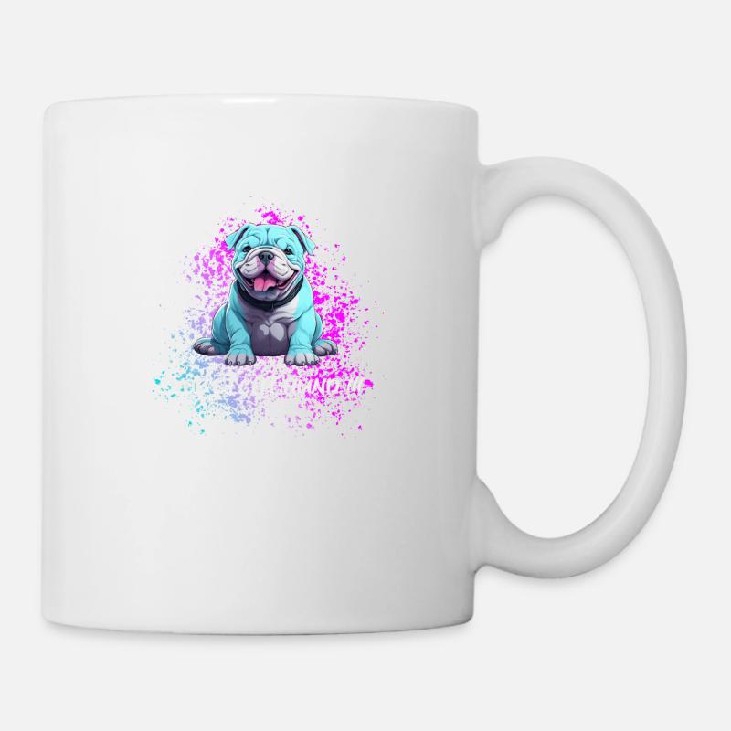 Caution Dog Cute Blue Dog Is Cheerful - Mug - white
