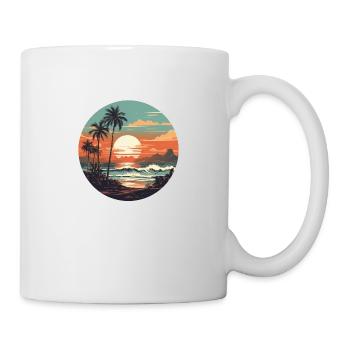 Beach sunset vintage surfers - Mug - white - Right