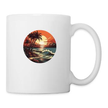 Beach sunset vintage surfers - Mug - white - Right