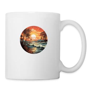 Beach sunset vintage surfers - Mug - white - Right