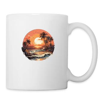 Beach sunset vintage surfers - Mug - white - Right