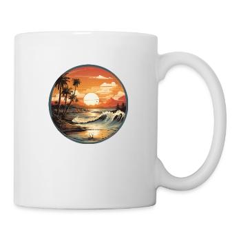 Beach sunset vintage surfers - Mug - white - Right