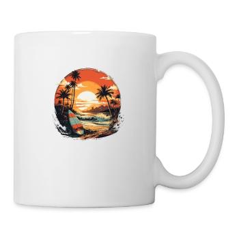 Beach sunset vintage surfers - Mug - white - Right