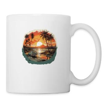Beach sunset vintage surfers - Mug - white - Right