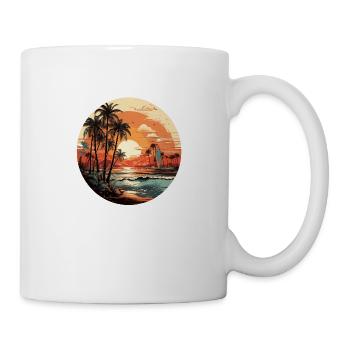 Beach sunset vintage surfers - Mug - white - Right
