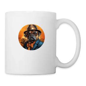 Mops Vintage Farben und Smoking Sonnenbrille - Tasse - Weiß - Rechts