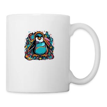 Farbenfroher Pinguin - Tasse - Weiß - Rechts