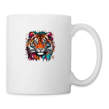 Farbenfroher Tiger - Tasse - Weiß - Rechts