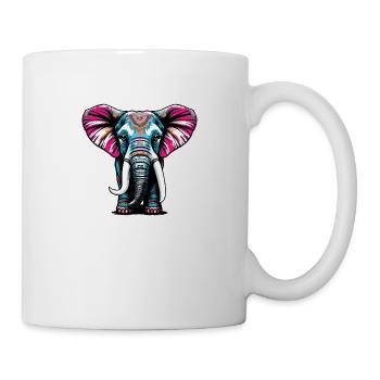 Farbenfroher Elefant - Tasse - Weiß - Rechts