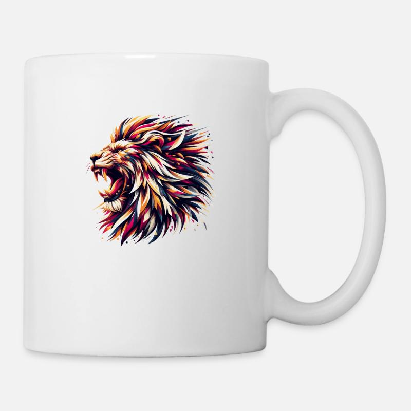 Lion rugit cadeau géométrique - Mug blanc - blanc