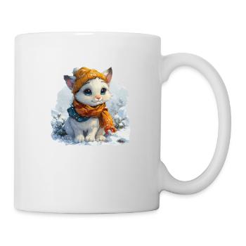 Niedliches Katzenbaby im Winter - Tasse - Weiß - Rechts