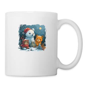 Schneemann mit Teddybär - Tasse - Weiß - Rechts