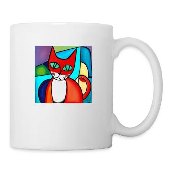 Visage de chat abstrait sur t-shirt - Mug blanc - blanc - Droite