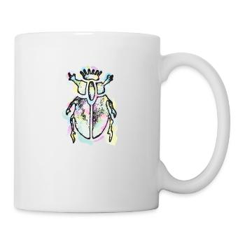 Insekt Skarabäus mit Wasserfarbenhintergrund - Tasse - Weiß - Rechts