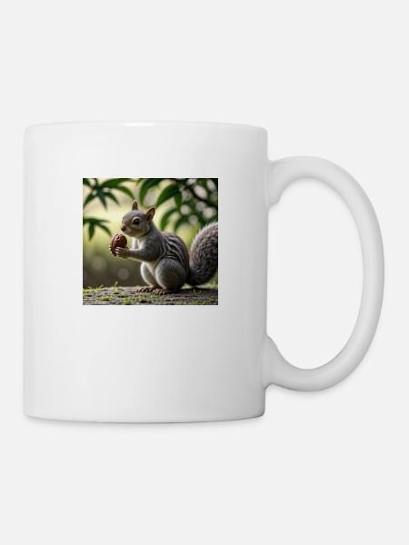 Squirrel with nut - Eichhörnchen mit Nuss - Tasse - Weiß