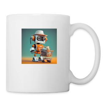 cute little orange futuristic vintage robot - Mug - white - Right