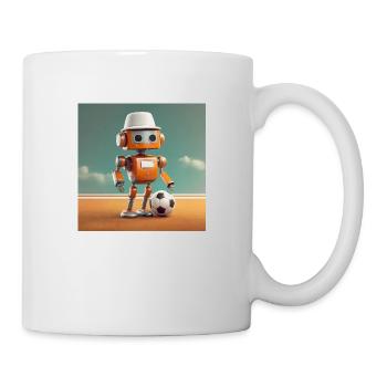 cute little orange futuristic vintage robot – play - Mug - white - Right