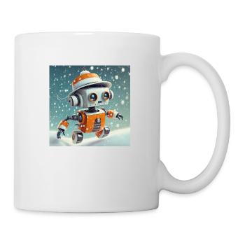 cute little orange futuristic vintage robot - Mug - white - Right