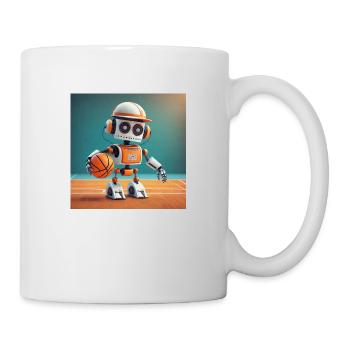 cute little orange futuristic vintage robot – play - Mug - white - Right