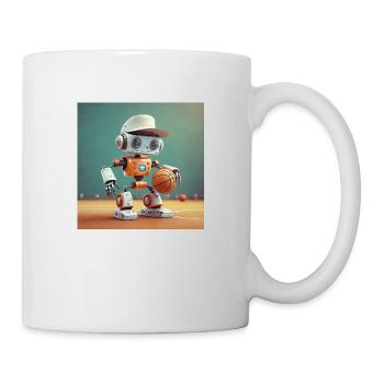 cute little orange futuristic vintage robot – play - Mug - white - Right