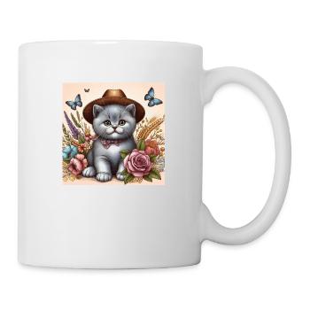 Cowboy Katze Britisch Kurzhaar - Tasse - Weiß - Rechts