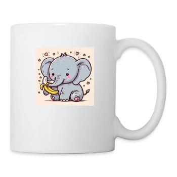 Elefantenbaby mit Banane - Tasse - Weiß - Rechts