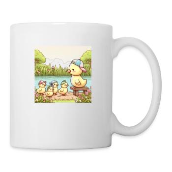 Cute ducks family at the pond - Mug - white - Right