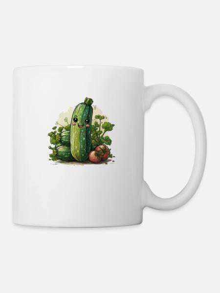 Style bande dessinée de courgettes - Mug blanc - blanc