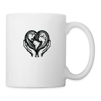 Welt mit Händen - Tasse - Weiß - Rechts
