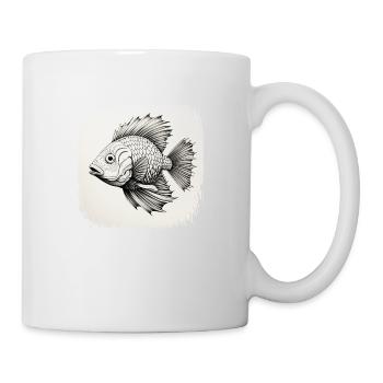 fish hook animation boat fishes present rod happy - Tasse - Weiß - Rechts