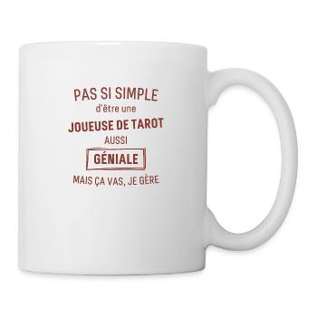 Joueuse de Tarot GÉNIALE rouge brunâtre foncé - Mug blanc - blanc - Droite