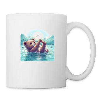 Bärenbaby schwimmt im Fluss - Tasse - Weiß - Rechts