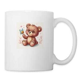 Süßer Bärenbaby mit Schmetterling - Tasse - Weiß - Rechts
